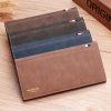 Frosted Bifold Handbag Money Clip Business Men's Clutch Bag Leather Clip Long Wallet Men