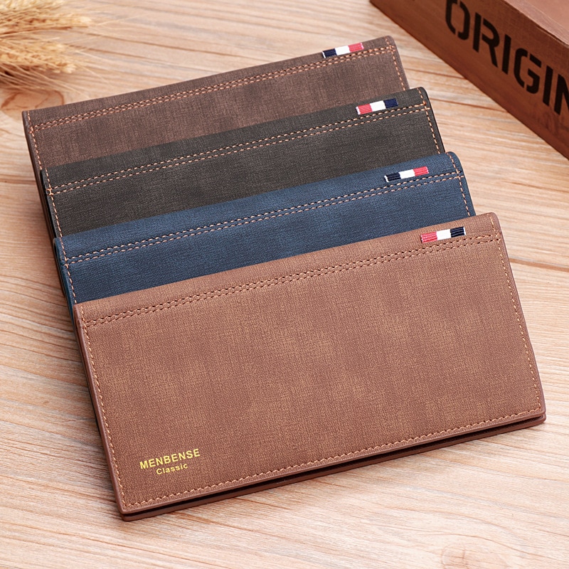 Frosted-Bifold-Handbag-Money-Clip-Business-Men-s-Clutch-Bag-Leather-Clip-Long-Wallet-Men